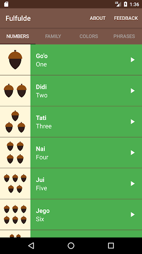 Android application Fulfulde screenshort