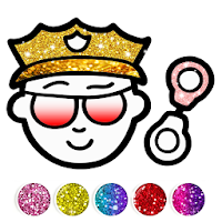Police Toys Coloring Book Glitter