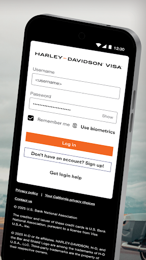 Screenshot of Harley-Davidson® Visa® Card