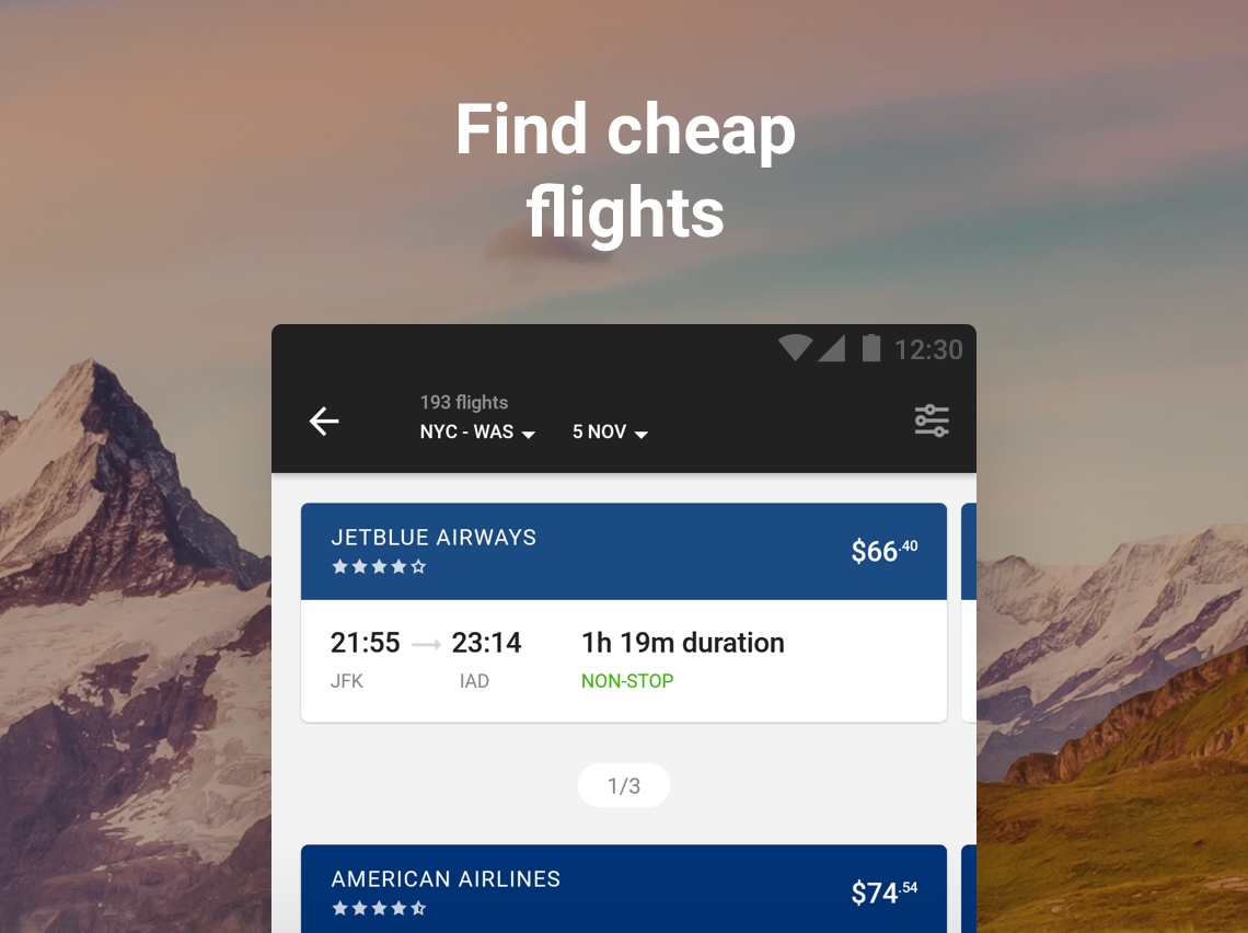 Android application Hotels and Flights screenshort
