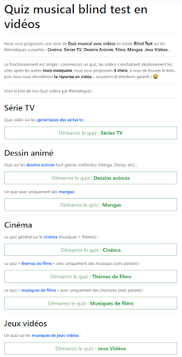 Android application Quiz Blind Test Vidéo screenshort