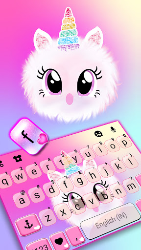 Cute Unicorn Fluffy Keyboard B Screen 2