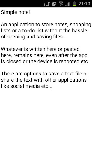 Android application Simple Note Lite screenshort