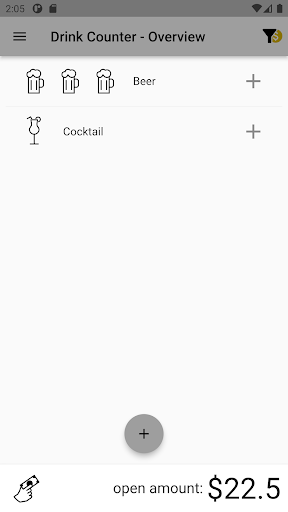 Android application Drink Counter screenshort
