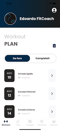 Android application EdoardoFitCoach screenshort