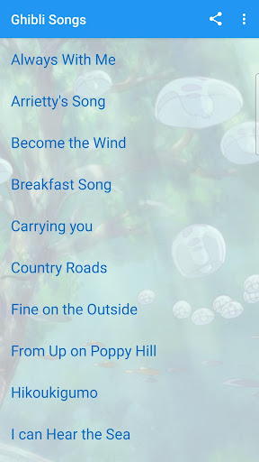 Android application Ghibli Songs screenshort