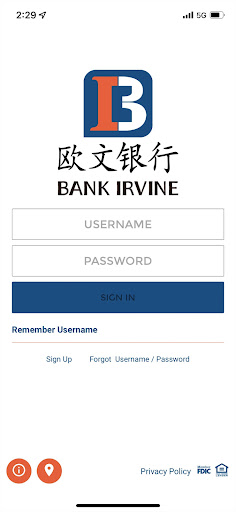 Android application Bank Irvine Mobile screenshort