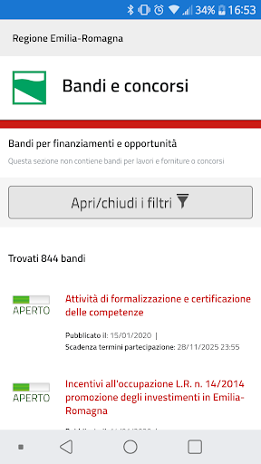 Android application E-R bandi e concorsi screenshort