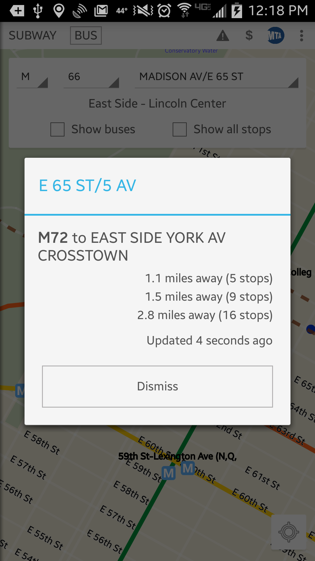 Android application NYC Bus & Subway Live screenshort