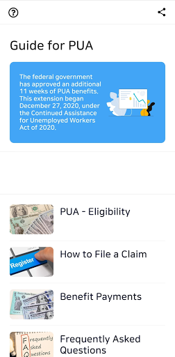 Android application Guide for PUA Unemployment screenshort