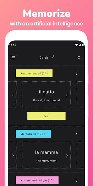 Memorize: Learn Italian Words with Flashcards 1.6.0 APK + Мод (Unlimited money) за Android