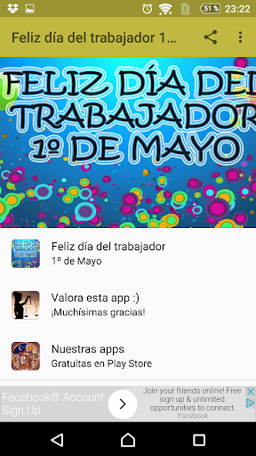 Android application 1 mayo día del trabajador screenshort