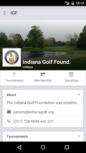 Android application Indiana Golf Foundation screenshort
