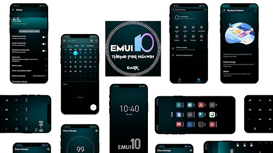 Huawei용 Dark Emui 10 테마 스크린샷