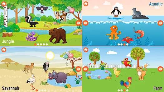 Jogos de quebra-cabeça com animais engraçados de desenho animado