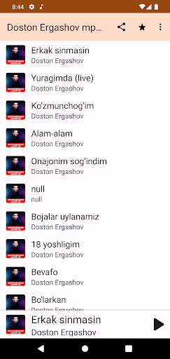 Android application Doston Ergashov mp3 OFFLINE screenshort