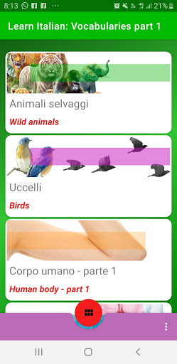 Learn Italian: vocabulary and Screen 2