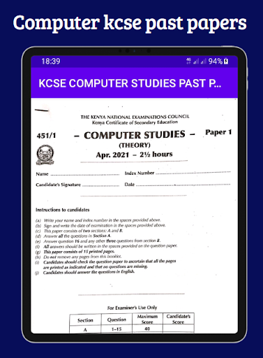 Android application Computer studies Kcse papers. screenshort