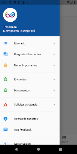 Android application travelin.pe screenshort