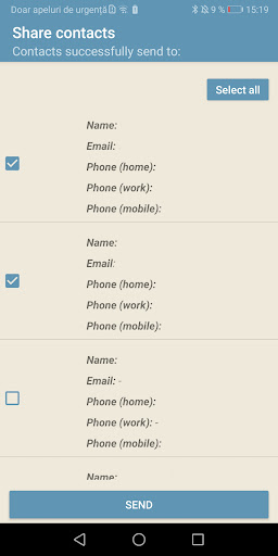 Share contacts Screen 2