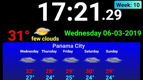 Full screen digital clock with weather station