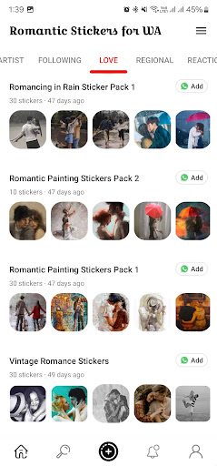 Android application Romantic Stickers for WA screenshort