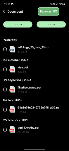 Recover Files Screen 3