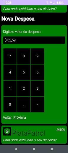 Android application PlataPatrol Despesa Financeiro screenshort