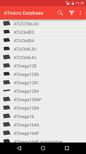 Android application ATmicro Database screenshort