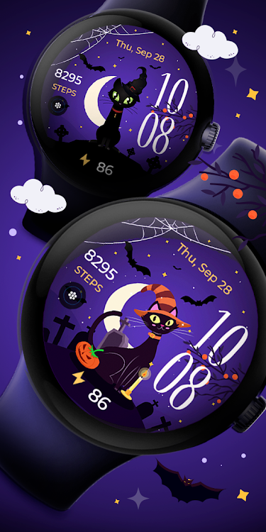 Halloween Witchy Cat - Wear OS - New - (Android)