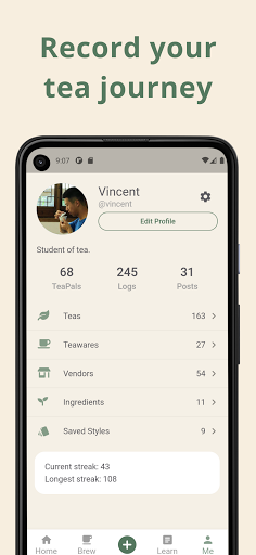 Android application MyTeaPal: Tea Timer & Journal screenshort
