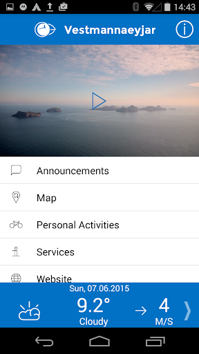Android application Vestmannaeyjar screenshort