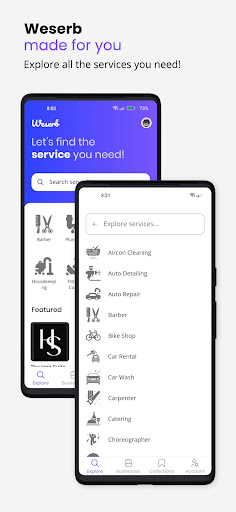 Android application Weserb: Find & Add Services screenshort