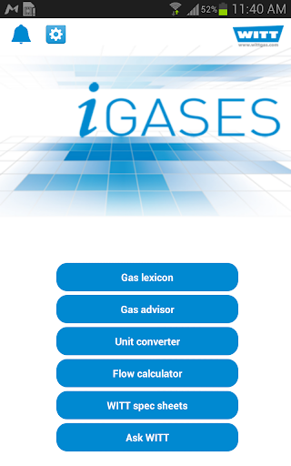 Android application iGASES gas guide and converter screenshort