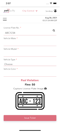 Android application Parkquility Operator screenshort