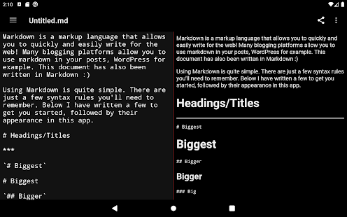 Simple Markdown Screenshot