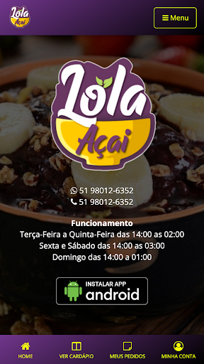 Android application Lola House Burguer & Açaí screenshort