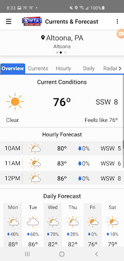 WTAJ Your Weather Authority Screen 2