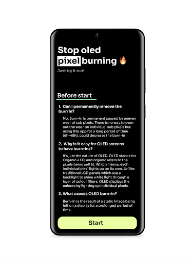 Android application Burn-in fixer screenshort
