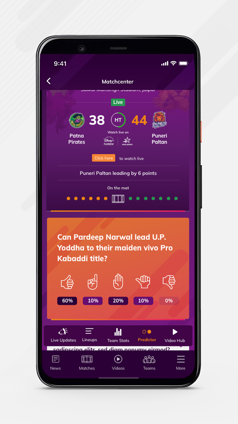 Android application Pro Kabaddi Official App screenshort