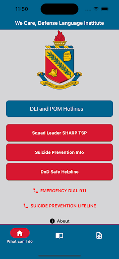 Android application WeCare, Defense Language Inst. screenshort