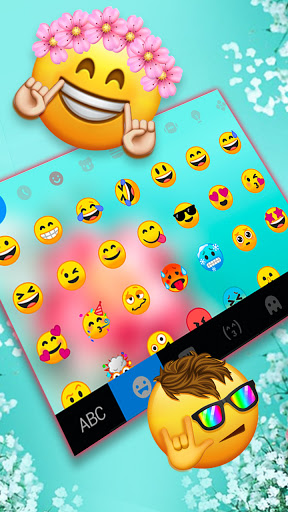 Floral Cyan Keyboard Backgroun Screen 3