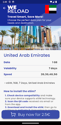 WeReload eSim Mobile Data Plan Screen 3