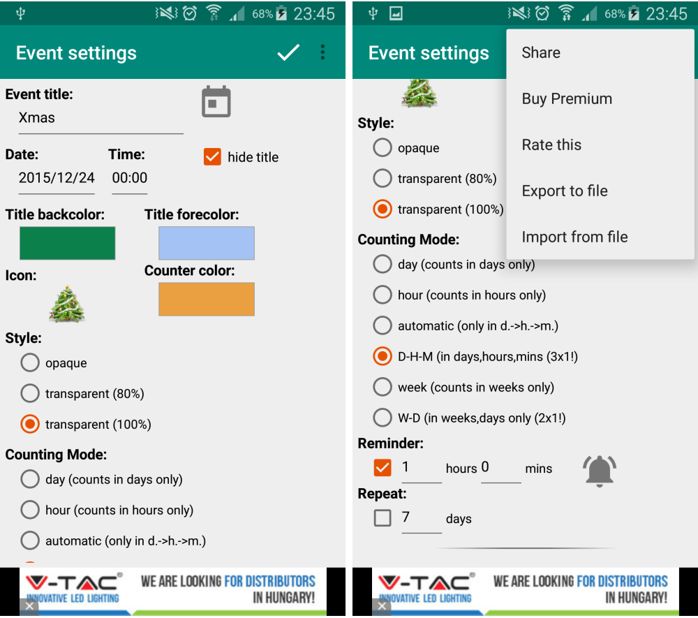 Android application Event Countdown Widget Premium screenshort