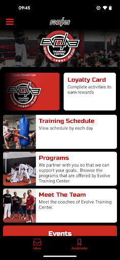 Android application Evolve Training Center screenshort
