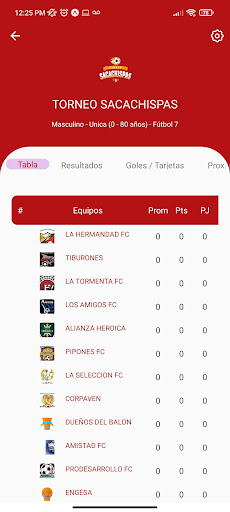 Android application Torneo Sacachispas screenshort