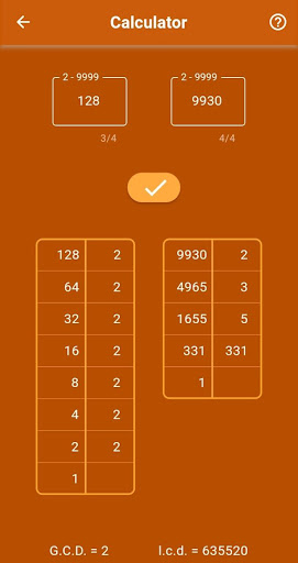 Prime Factorization - GCD- lcm Screen 2