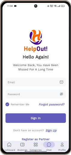 Android application HelpOut! Provider screenshort