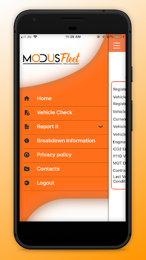 Android application ModusFleet screenshort