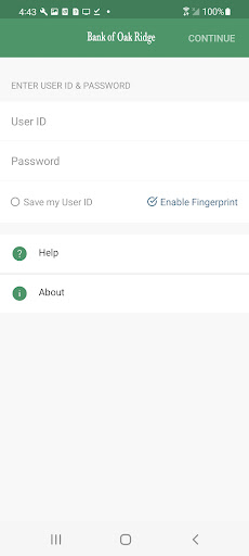 Android application Bank of Oak Ridge screenshort